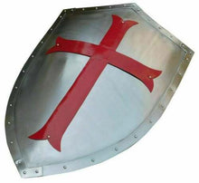 Load image into Gallery viewer, Medieval Armor Knight Cross Heater Shield Battle Warrior Shield 18 Gauge Steel