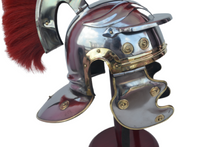 Load image into Gallery viewer, Halloween Medieval Greek Roman Empire Centurion Armor Helmet With Red Plum